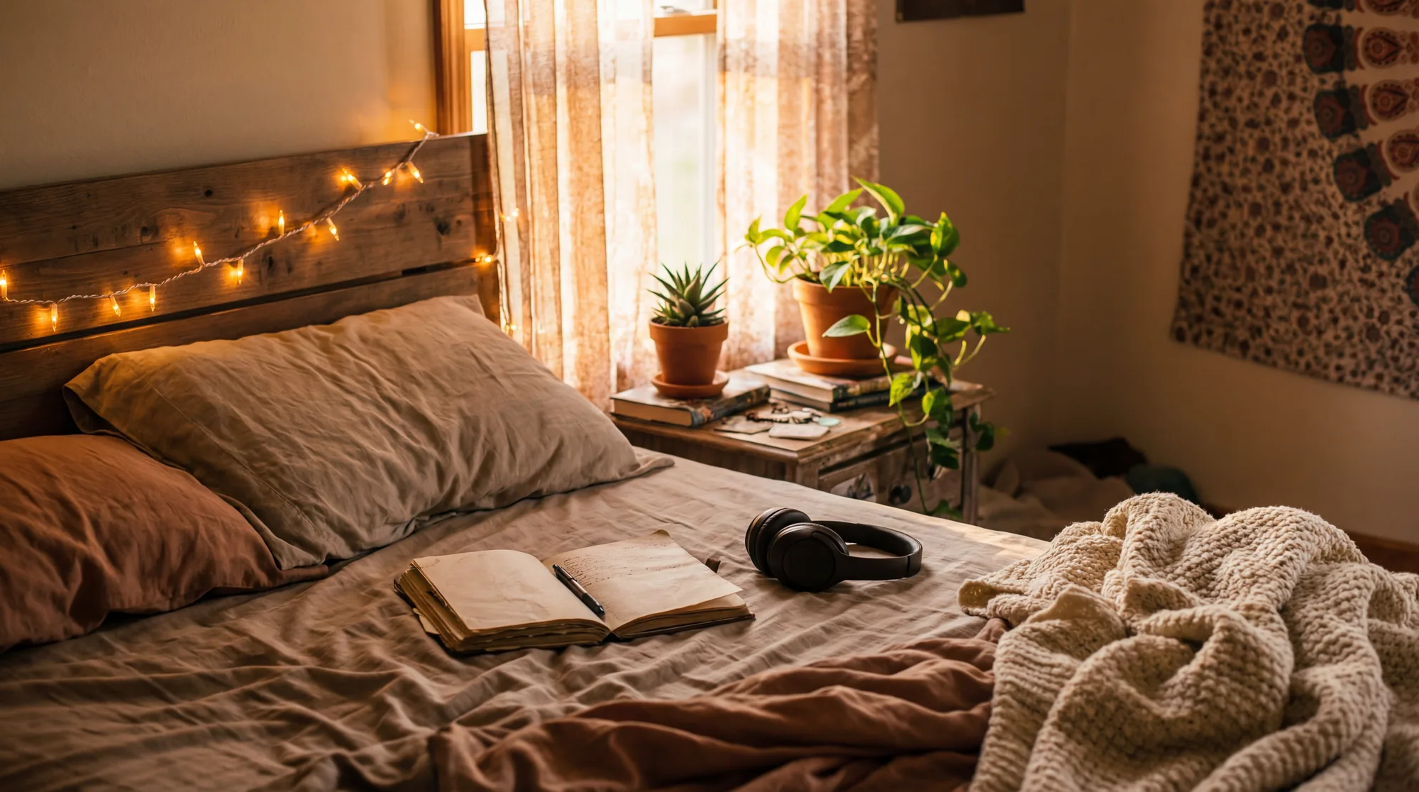 Laptop open on a bed with a mug nearby, a private virtual therapy setup for a teen